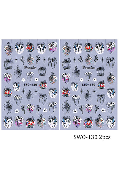 Choice SWO-130 قطعتان من ملصقات أظافر كرتونية على شكل يقطينة خريفية، بتلات أو...