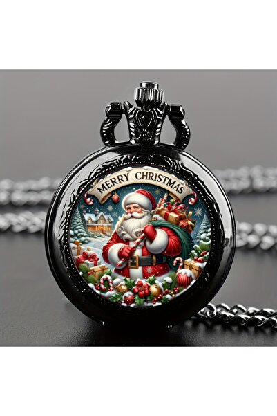 Choice1 Black 2 Exquisite Mini Szie Black Round Santa Claus Design Quartz Pke...