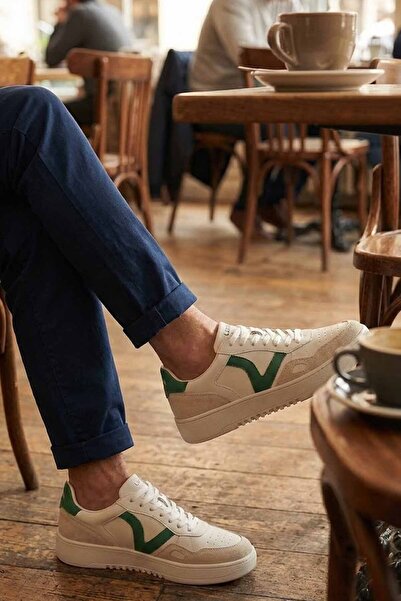 Lufian Men's White Green Casual Sneaker Shoes - Suede Retro Design-C1