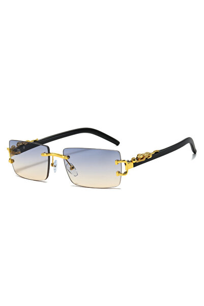 Choice6 Golden Blue Tea Fashion Rimless Sunglasses Women Men Cheetah Decorati...