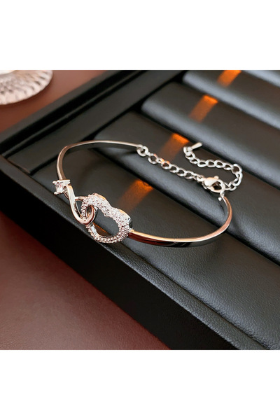 Choice HB1640-2 Zircon Heart Hollow Out Bracelet for Women Simple Versatile F...