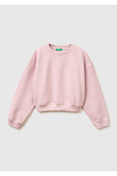United Colors of Benetton Girl's Oversized Round Neck Sweatshirt with Logo La...