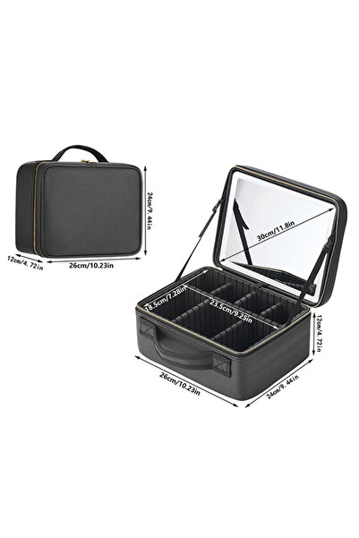 Choice1 black Smart LED Cosmetic Case With Mirror Travel Makeup Bag Large Cap...