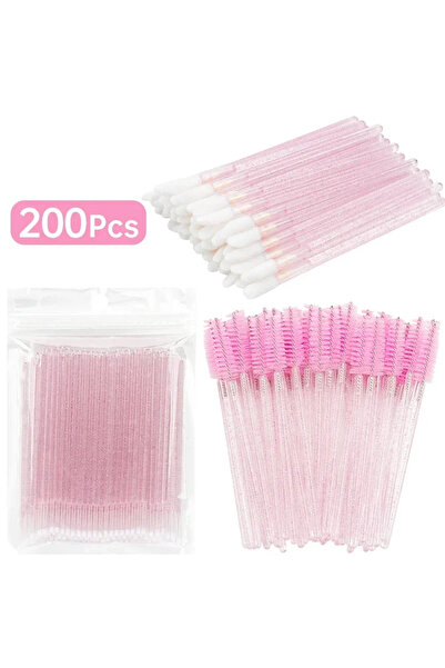 Choice7 C638-pink 200pcs 200pcs Disposable Brushes Set Mascara Wands Lip Brus...