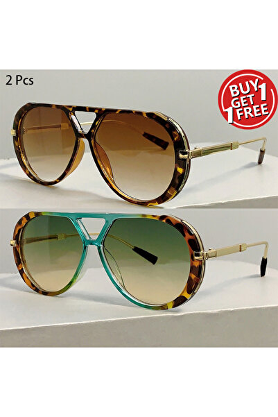 choice2 without case 2 Pcs lt g-yellow 1/2 Pcs Vintage Pilot Sunglasses Fashi...