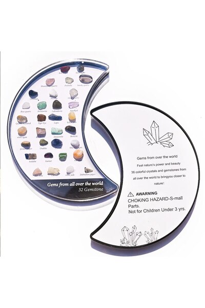 Choice مجموعة أحجار كريستال كوارتز طبيعية مكونة من 32 قطعة، صندوق القمر، أحجا...