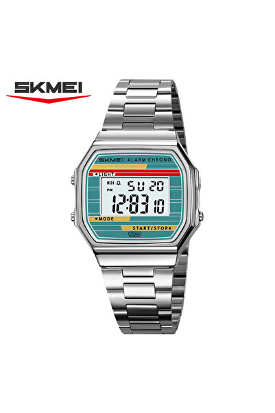 Choice ساعة سكيمي الفضية الخضراء 2514 الأنيقة للرجال، ساعة إلكترونية متعددة ا...