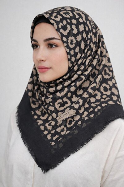 Sinem Emprime Koton Scarf - Black / Caramel-06289-01