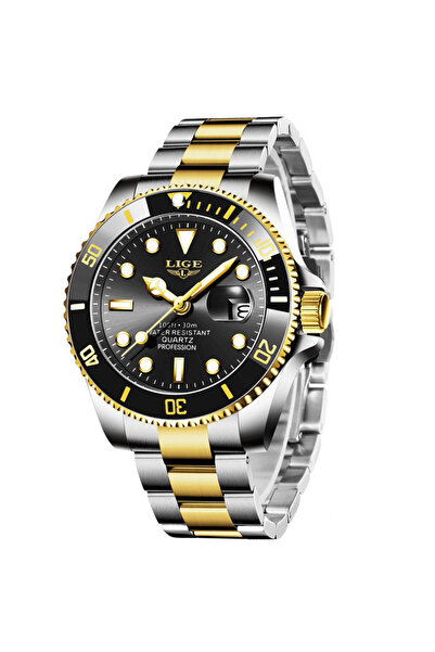Choice4 LIGE gold black LIGE Top Original Men Quartz Watches Blue Waterproof ...