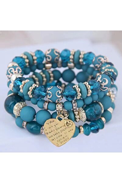 Choice3 green 4pcs/set Boho Strand Bracelets For Women Crystal Beads Bracelet...