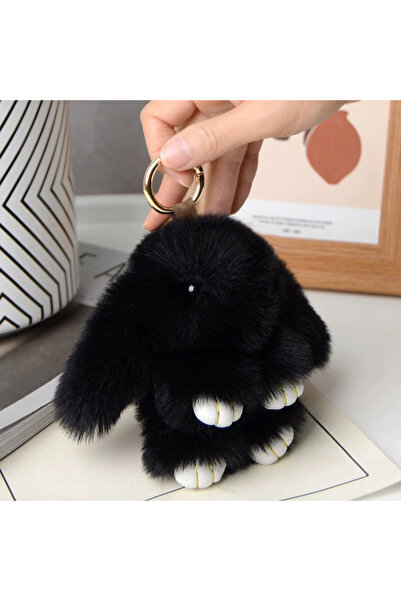 Choice5 About 15 cm Black 15cm Women's Rabbit Fur Keychain Bag Car Pendant Je...