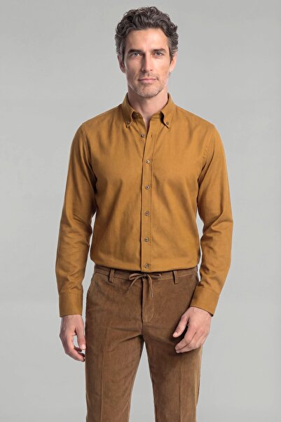 Bisse Casual Regular Fit Sport Cotton Mustard Men's Shirt