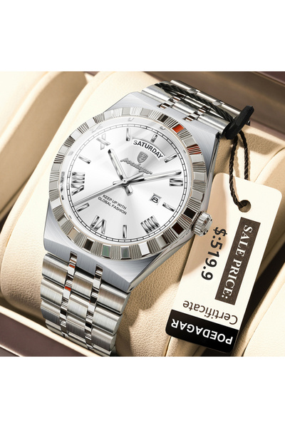 Choice 675 Silver White Classic Business Watches For Men Week Date Waterproof...