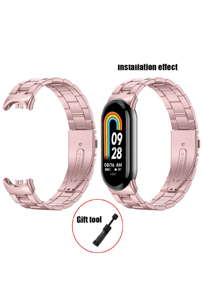 Choice3 14mm Rose powder Metal Strap For Mi Band 8 9 Metal Bracelet Screwless...