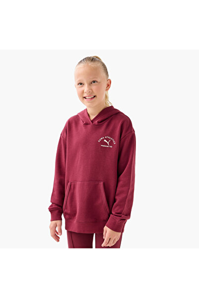 Puma Girls Hooded Sweatshirt with Embroidered Logo - Cotton - Long Sleeves