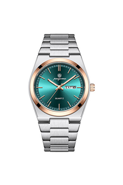 Choice ساعة رجالية أنيقة من بازومو، لون ذهبي وردي وأخضر، كوارتز، مصنوعة من ال...