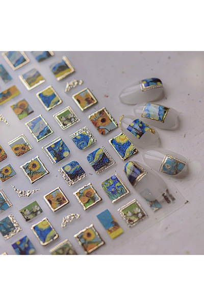 Choice قطعة واحدة من ملصقات أظافر بتصميم زهرة عباد الشمس الكلاسيكية، بنمط مخت...