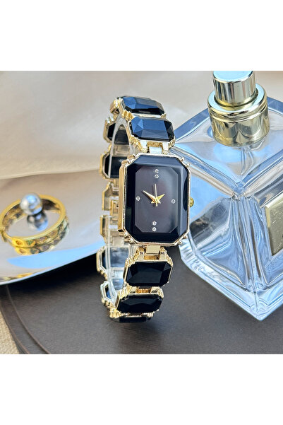 Choice3 سلسلة مرصعة بأحجار الراين السوداء للنساء، ذات أقسام كبيرة، علبة مستطي...