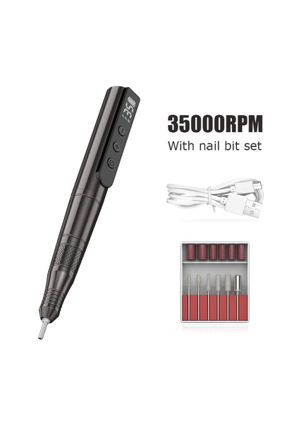 Choice 701- جهاز برد أظافر لاسلكي احترافي أسود اللون، بسرعة 35000 دورة في الد...