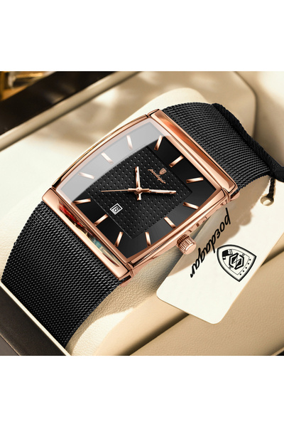 choice2 885 RoseGold Black Top Luxury Men Watch Stainless Steel Mesh Date Wat...