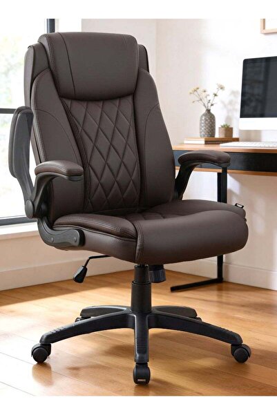 DROGO Ergonomic Leatherette Office Chair with Flip-Up Arms, Recline, Headrest...