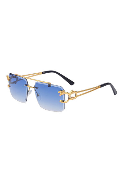 Choice3 blue Fashion Leopard Rimless Sunglasses Double Bridges Gradient ean F...