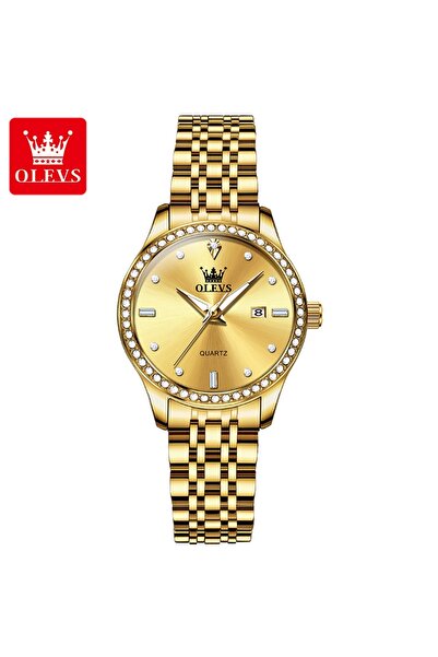 Choice3 ساعة كوارتز أصلية من أوليفز 3625 مطلية بالذهب بالكامل، للنساء، مينا م...