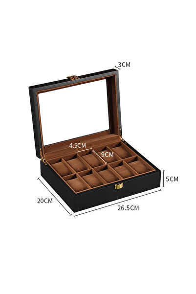Choice7 Black 10 Grids Wooden Watch Box Eco-Friendly Watch Storage Case with ...
