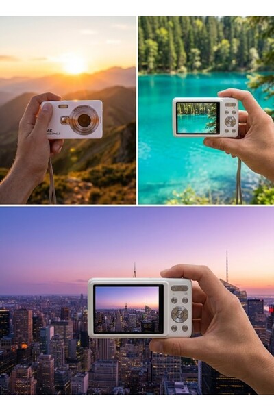 FaroxTech 50MP Kompakt Dijital Fotoğraf Makinesi 16X Dijital Zoom Anti-Shake Vlog ve Video Kamerası