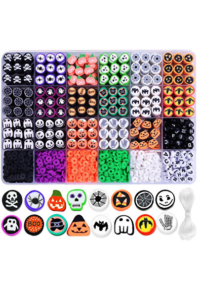 Choice 1 BOX 1480pcs/box Halloween Polymer Clay Beads Charms Friendship Brace...