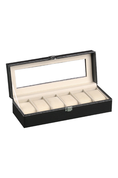 Choice1 6 Grids VANSIHO 2/3/4/5/6/10/12 Slots Glass Window PU Watch Box black...
