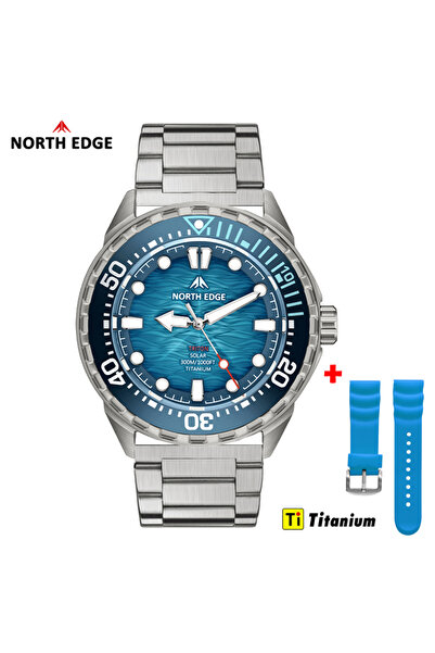 Choice4 ساعة غوص فاخرة تعمل بالطاقة الشمسية من التيتانيوم الأزرق NORTH EDGE T...