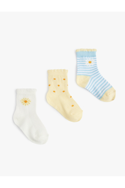 Koton Многоцветни чорапи с флорални мотиви, 3 чифта