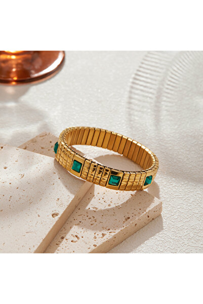 Choice7 A1791 Loe| New Stretch Gold Bracelet Women Stainless Steel Zircon Pea...