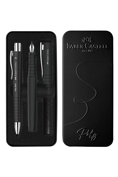 Faber Castell Faber-Castell Poly Writing Gift Set Black - Fountain Pen B Nib ...