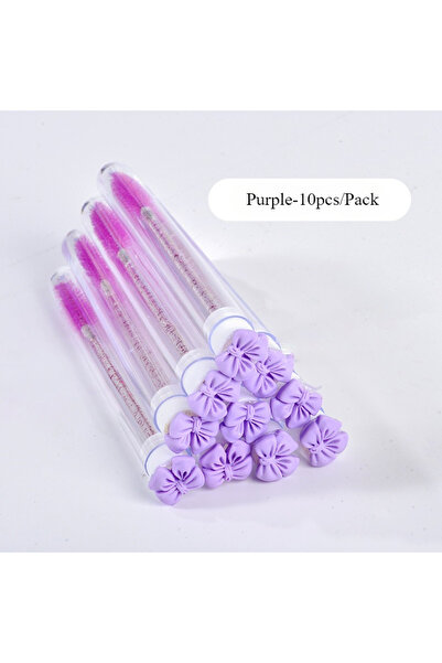 Choice4 Purple 10pcs Bow-Shaped Mascara Tube Brush Set with Protective Case M...