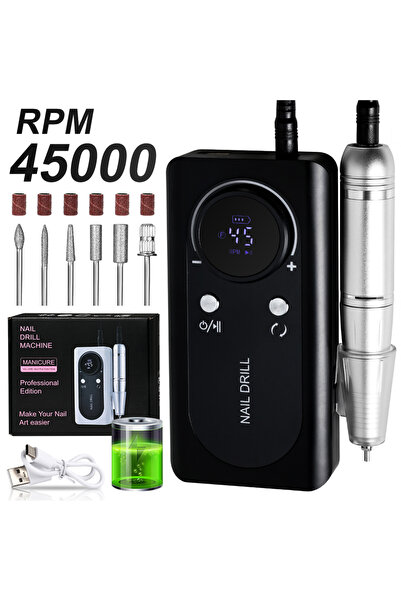 choice2 مبرد أظافر كهربائي احترافي أسود اللون، 45000 دورة في الدقيقة، قابل لإ...