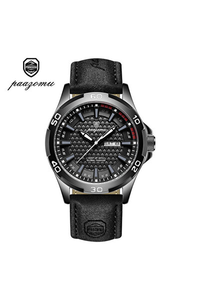 Choice1 ساعة يد رجالية أصلية من بازومو، لون أسود فاخر، مقاومة للماء، مزودة بإ...
