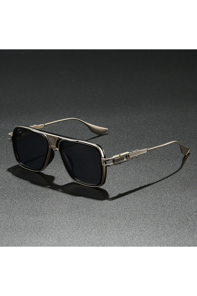 Choice نظارات شمسية فاخرة باللونين الفضي والأسود للرجال، بتصميم بانك عصري مست...