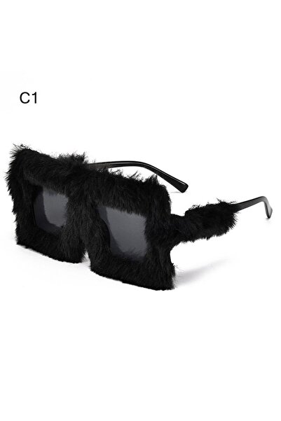 Choice8 C1 Y2K Oversized Plush Sunglasses Style Soft Fluffy Winter Shades Par...