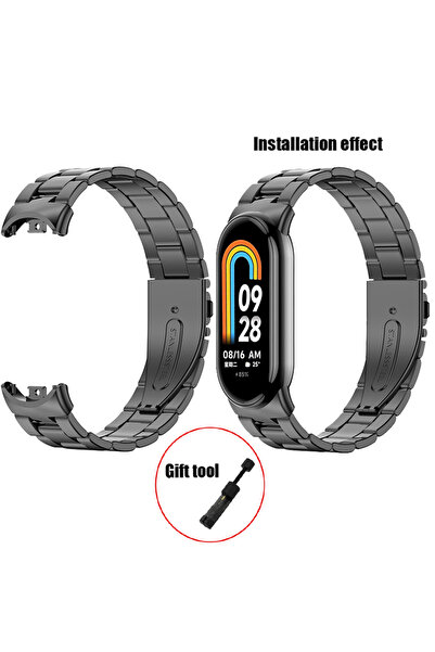 Choice 14mm black Metal Strap For Mi Band 8 9 Metal Bracelet Screwless Stainl...