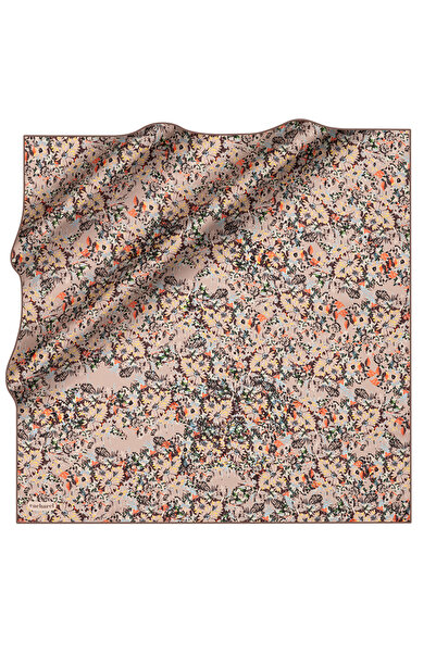 Cacharel Brown 90X90 Silk Twill Scarf