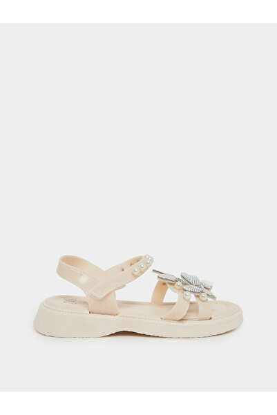 Styli Girls Cream Embellished Sandals