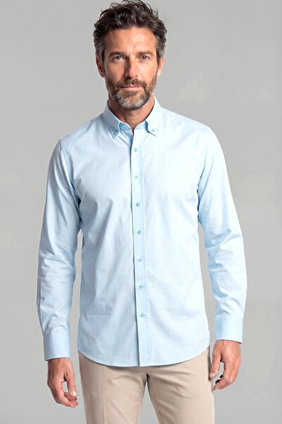 Bisse Casual Regular Fit Sport Cotton Light Blue Men's Shirt