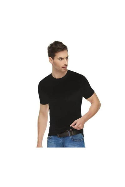 Tutku Elit قميص داخلي رجالي من القطن الليكرا الأبيض برقبة 0 وأكمام قصيرة