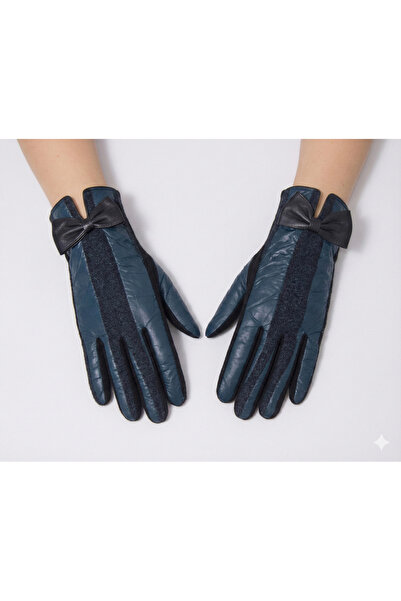 Bay Şapkacı - قفازات نسائية شتوية أنيقة مع تفاصيل فيونكة رائعة وبطانة من القط...