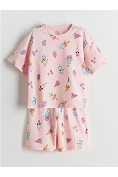 LC Waikiki Crew Neck Girls' Shorts Pajamas Set