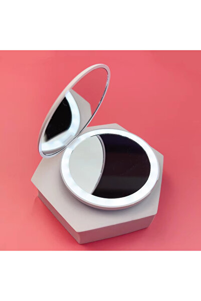 Choice WHITE Pket LED Makeup Mirror Round Portable Folding Small with Light T...