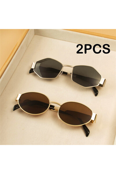 Choice4 نظارات شمسية C6 قطعتان بتصميم بانك عتيق، إطار معدني دائري، نظارات شمس...