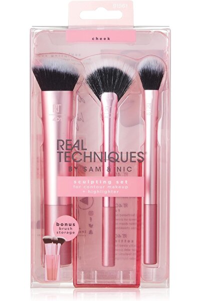 Generic Real Tech Contouring Brush Set - Pastel Synthetic Bristles - 3 Piece ...